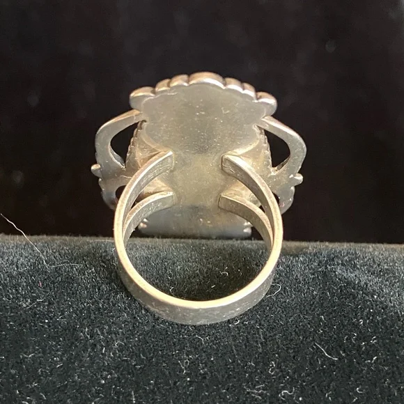 Sterling Carolyn Pollack Oval Rhodochrosite Cabochon Southwestern Jewelry Ring - Picture 2 of 11